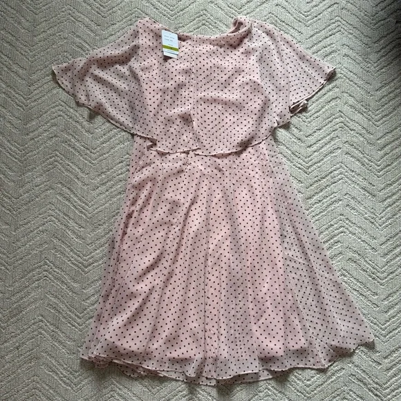 Danny & Nicole dress pale pink with black polka dots size 14 - Picture 2 of 4